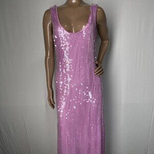 Hutch Women's Sequin Maxi Dress Size M – Bright Orchid Pink, Sleeveless